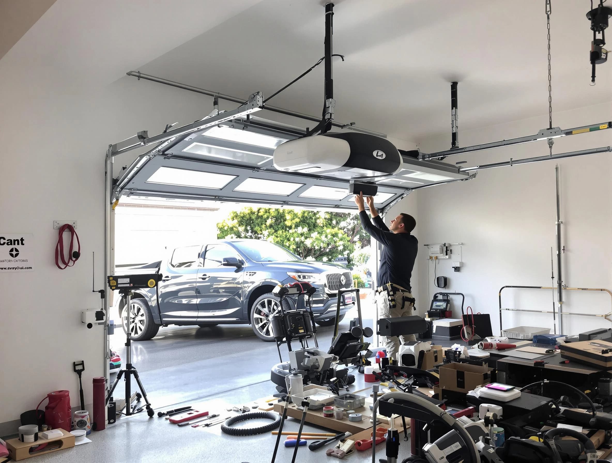 South Brunswick Garage Door Repair specialist installing smart garage door opener system in South Brunswick home